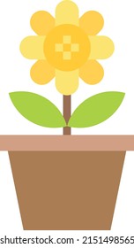 Flower Pot icon flat color vector illustration
