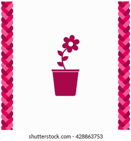 Flower pot icon Flat Design. Isolated Illustration.
