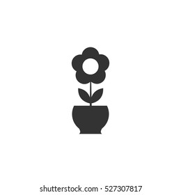 Flower pot icon flat. Illustration isolated vector sign symbol