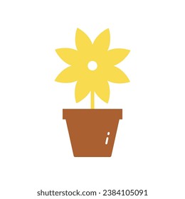 Icono de la olla de flores. Icono plano de la olla de flor Icono de símbolo vector Ilustración