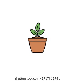 Diseño de Vector plano de icono de maceta de flores.
