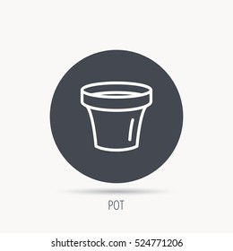 Flower pot icon. Gardening ceramic container sign. Round web button with flat icon. Vector