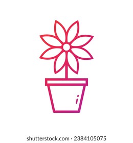 Icono de la olla de flores. Icono de gradiente de la barra de flor Ilustración de vectores