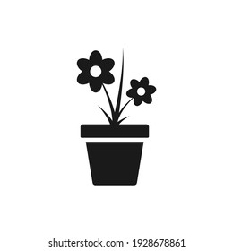 Flower in a pot icon illustration. Houseplant symbol.