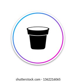 Flower pot icon isolated on white background. Circle white button. Vector Illustration