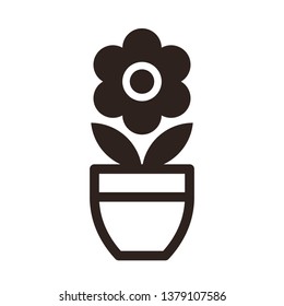 Flower in pot icon isolated on white background