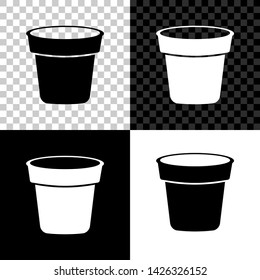Flower pot icon isolated on black, white and transparent background. Vector Illustration
