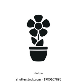 Flower in pot icon isolated on white backgroun