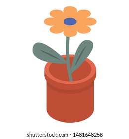 Flower pot icon. Isometric of flower pot vector icon for web design isolated on white background