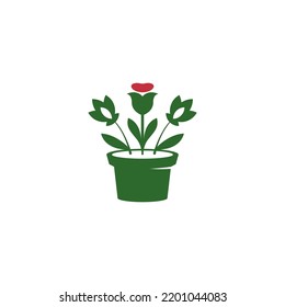 Flower pot icon logo design template