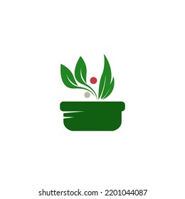 Flower pot icon logo design template