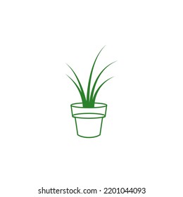 Flower pot icon logo design template
