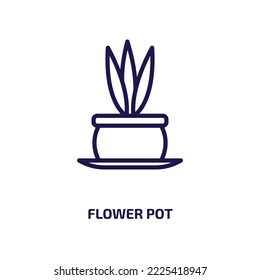 flower pot icon from nature collection. Thin linear flower pot, pot, flower outline icon isolated on white background. Line vector flower pot sign, symbol for web and mobile