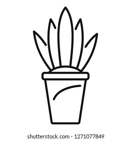 Flower pot icon. Outline flower pot vector icon for web design isolated on white background