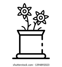 Flower pot icon. Outline flower pot vector icon for web design isolated on white background