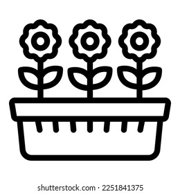 Flower pot icon outline vector. Garden plant. Nature summer