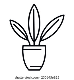 Flower pot icon outline vector. Home indoor. Garden leaf