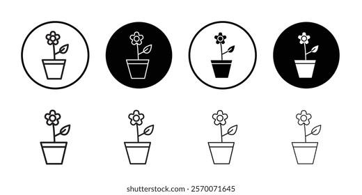 Flower in pot icon Outline vector for web ui