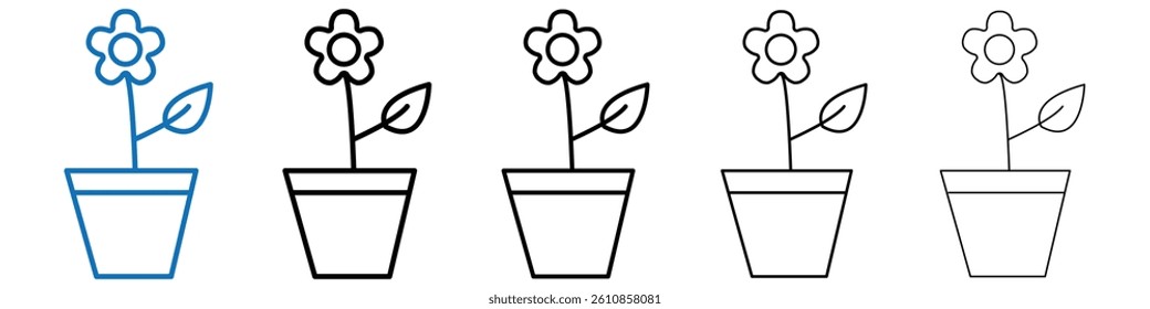 Flower in pot icon Outline vector logo for web ui
