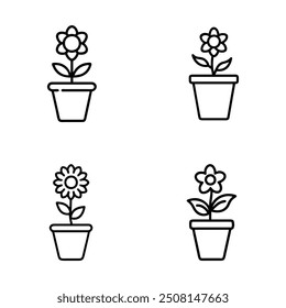 Paquete de iconos de maceta de flores Ilustraciones