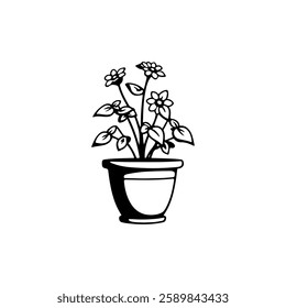 Flower pot icon silhouette vector illustration on white background