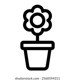 Flower pot icon with simple and line style