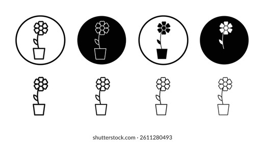 Flower in pot icon Thin line art collection