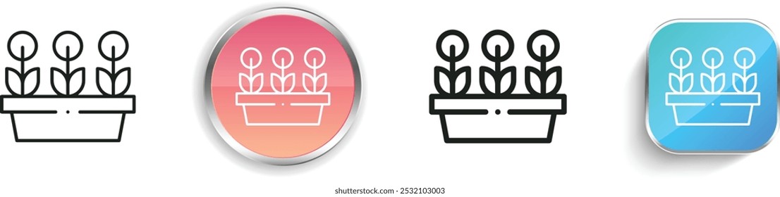 flower pot icon. Thin Linear, Regular and Button Style Design Isolated On White Background