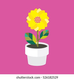 Flower and pot icon vector
