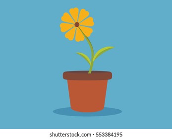 Flower in pot icon vector