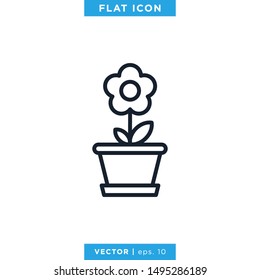 Flower In Pot Icon Vector Design Template