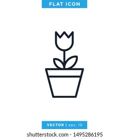Flower In Pot Icon Vector Design Template