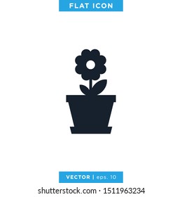 Flower Pot Icon Vector Design Template