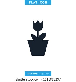 Flower Pot Icon Vector Design Template