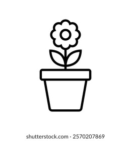 flower pot icon vector design line style