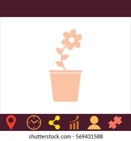 Flower pot  icon. Vector design. 