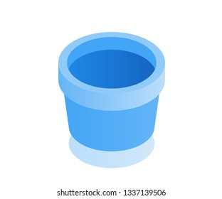 Flower pot icon. Vector illustration in flat isometric 3D style.