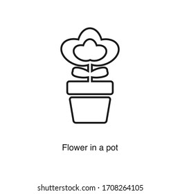 Flower in a pot icon vector on white background. Black icon illustration