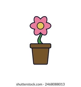 Blume im Topf Icon Vektorgrafik Vorlage Illustration Design