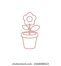 Ilustración de la Plantilla del Vector de la flor en la olla