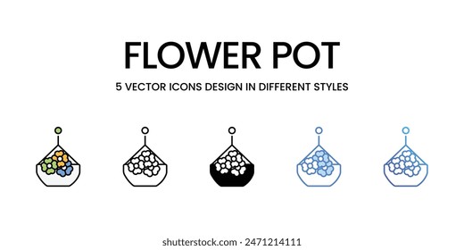 Flower Pot icons vector set stock illustration.