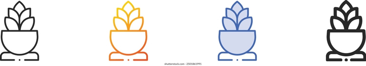 flower pot icon.Thin Linear, Gradient, Blue Stroke and bold Style Design Isolated On White Background