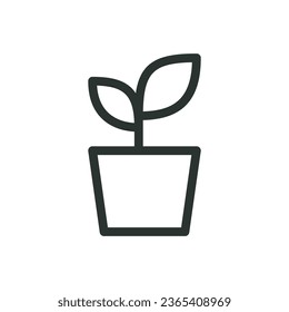 Flower pot isolated icon, flowerpot vector icon with editable stroke