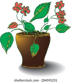 Flower pot isolated on white.