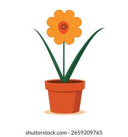 Flower in a pot isolated on white, vector illustration
