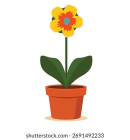 Flor em um vaso isolado em branco, ilustração vetorial
