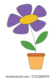 Flor en una olla aislada en un fondo blanco