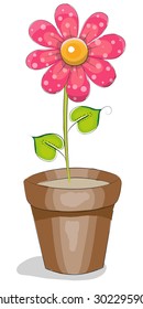 Flower in a pot isolated on a white background