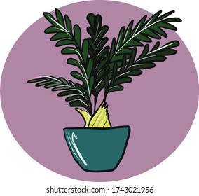 Flor en una olla. Imagen vectorial aislada. Hermosa flor en el interior.