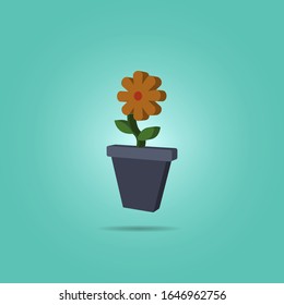 Flower in a pot isometric icon. Simple color vector of science icons for ui and ux, website or mobile application